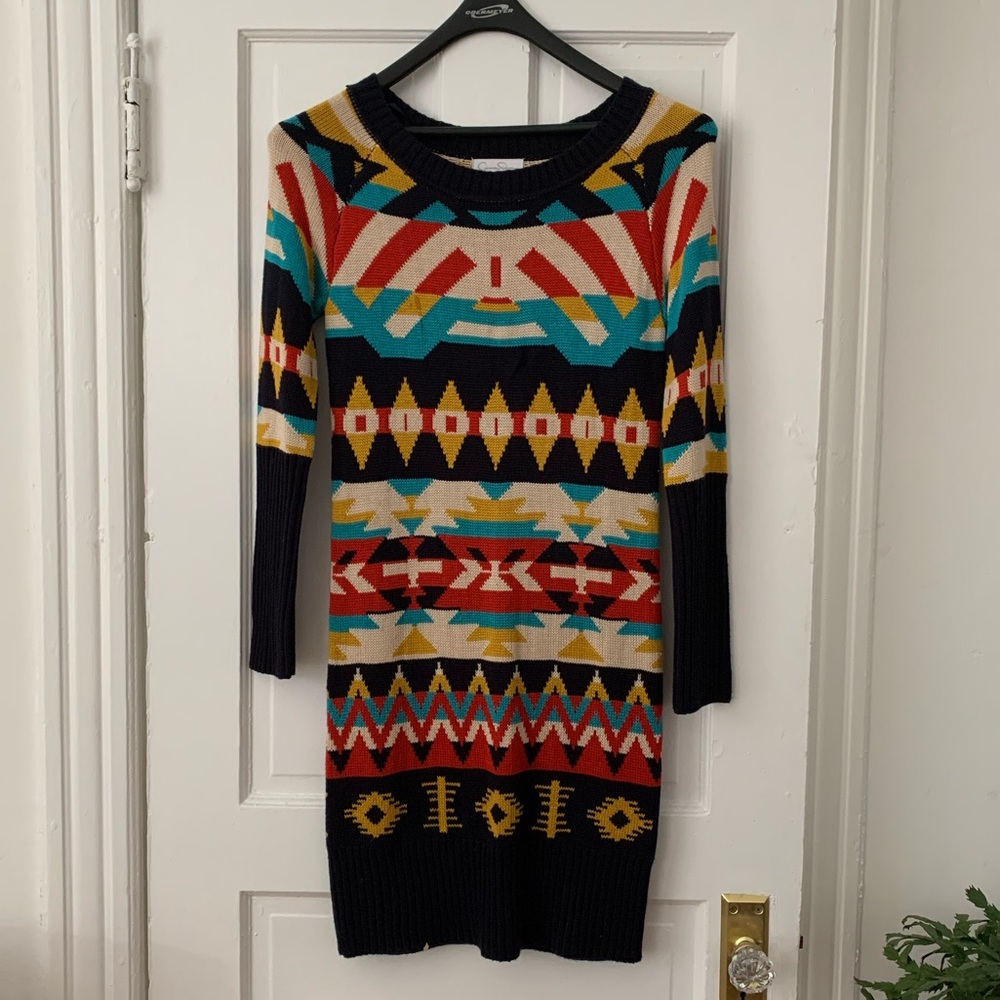 Brightly colored sweater dress